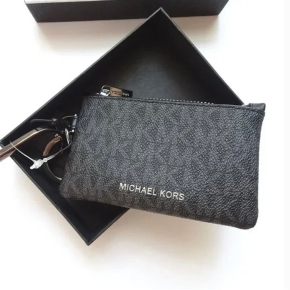 Michael Kors Coin Card Case Pouch WITH/ No Touch Keychain Set Logo - Picture 3 of 5